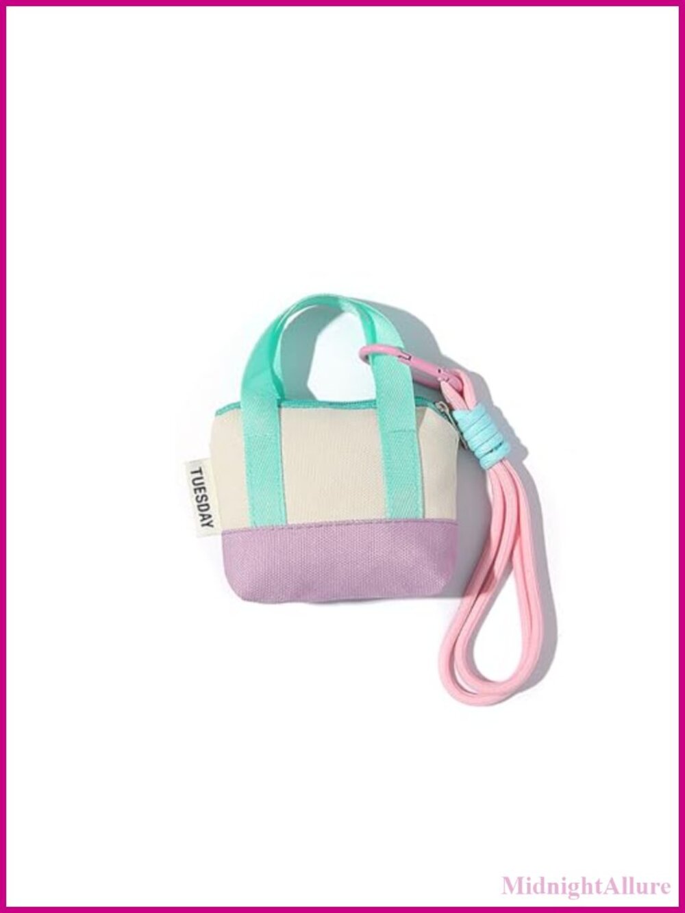 Mini Canvas Coin Purse Wristlet Keychain with Carabiner Zip Pouch